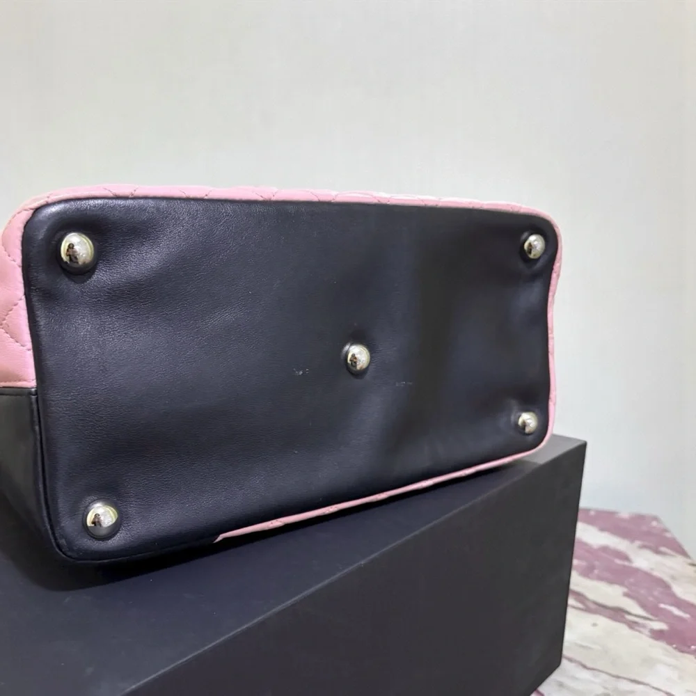 CHANEL Vintage Pink/Black Cambon Ligne Tote & Original Box - Picture 8 of 14